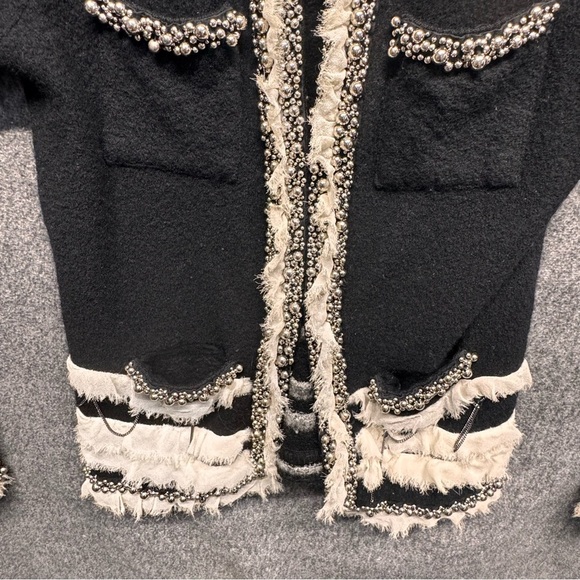 DVF SUPER RARE LEXI WOOL JACKET IN BLACK RUNWAY GORGEOUS HIGHLY EMBELLISHED SM - Picture 6 of 14